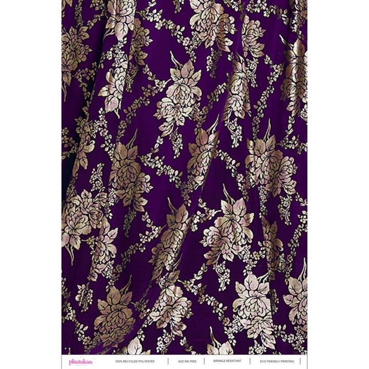 PHATAKAA Purple Backless Vark Lehenga with Stitched Blouse and Dupatta (Set of 3)