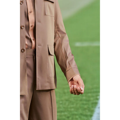 Philocaly Men Brown Collar Neck Solid Shacket