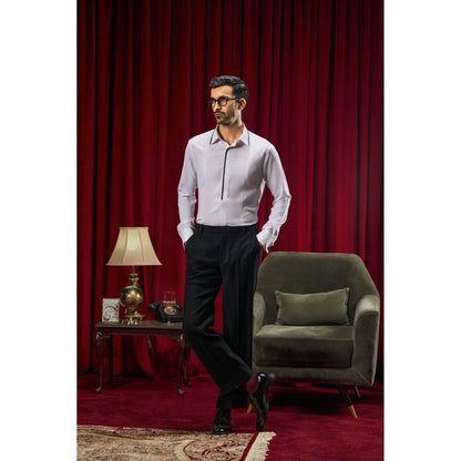 Philocaly Men's Ford White Cotton Blend Regular Fit Shirt