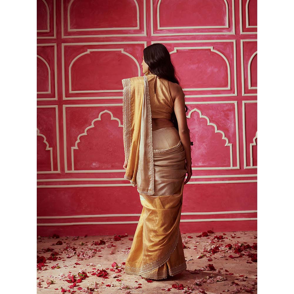 PINK CITY BY SARIKA Sona Chandi Saree with Unstitched Blouse