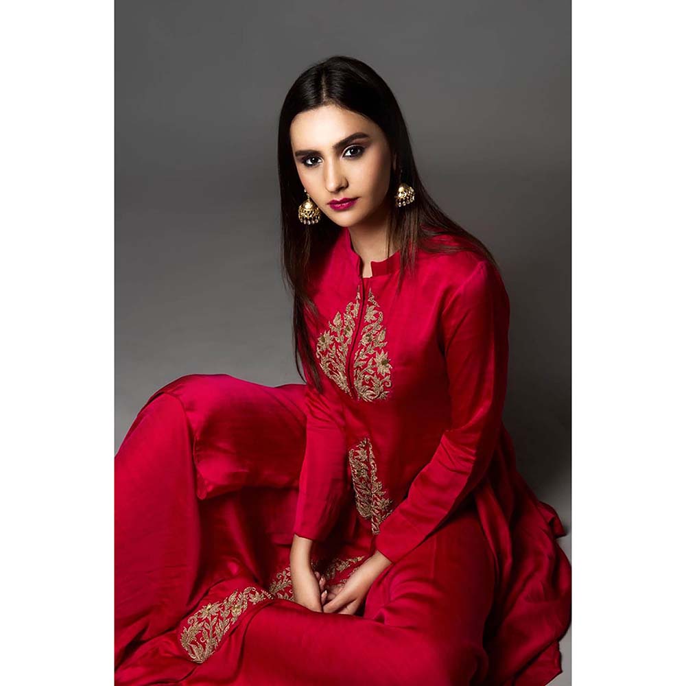 PINK CITY BY SARIKA Lotus Embroidered Dress