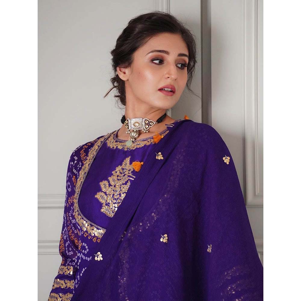 PINK CITY BY SARIKA Mughal Kurta with Sharara and Dupatta (Set of 3)