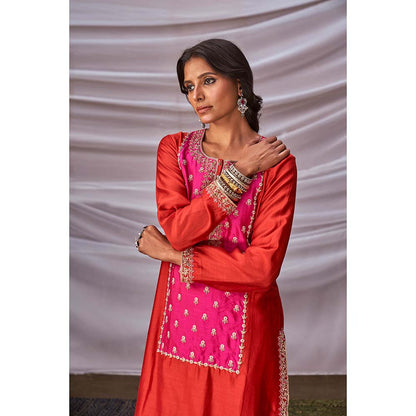 PINK CITY BY SARIKA Zari Embroidered Kurta with Straight Pants and Dupatta (Set of 3)