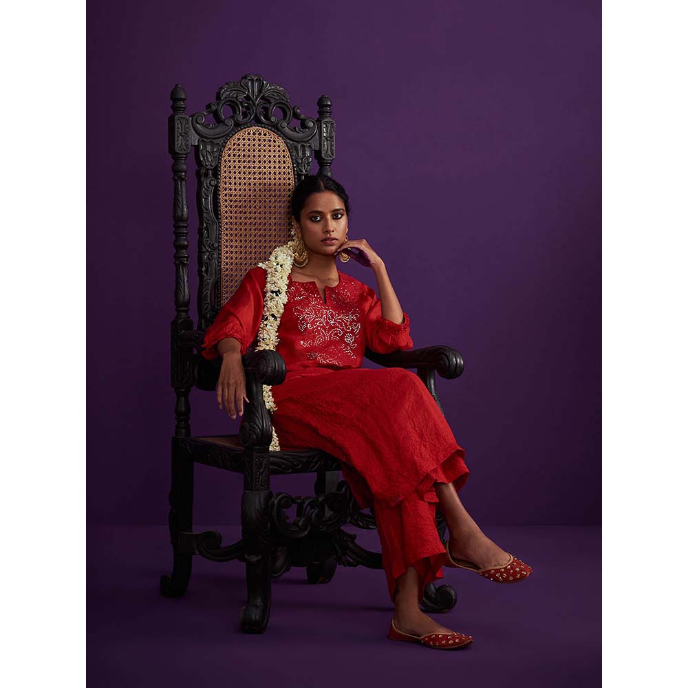PINK CITY BY SARIKA Crushed Kurta with Pant (Set of 2)