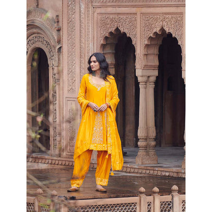 PINK CITY BY SARIKA Gharchola Patiala Kurta with Salwar and Dupatta (Set of 3)