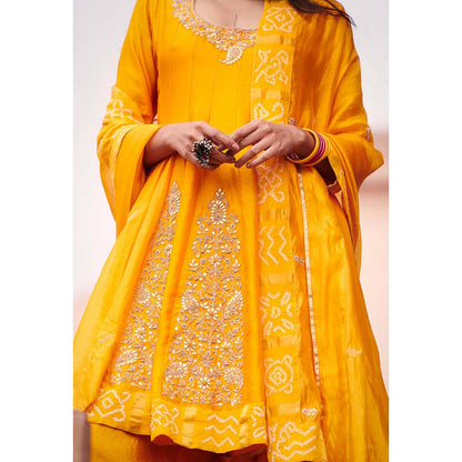 PINK CITY BY SARIKA Gharchola Patiala Kurta with Salwar and Dupatta (Set of 3)