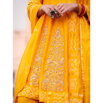 PINK CITY BY SARIKA Gharchola Patiala Kurta with Salwar and Dupatta (Set of 3)