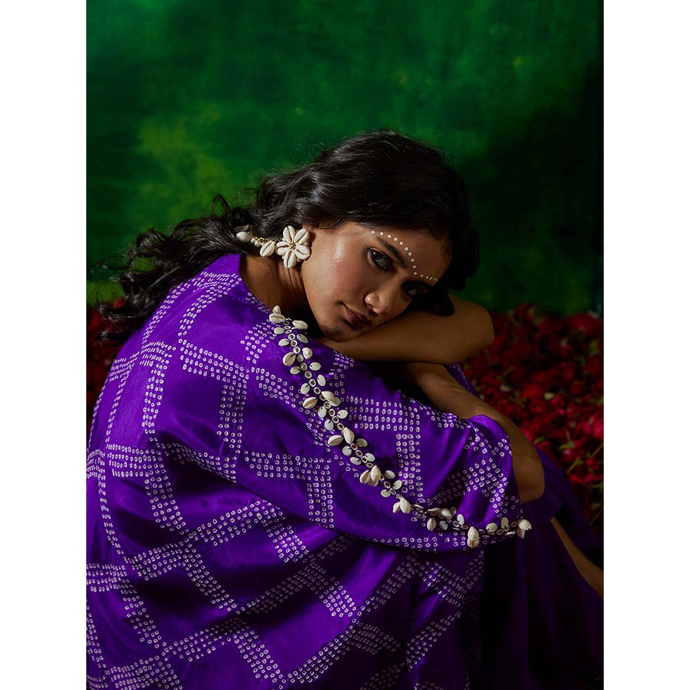 PINK CITY BY SARIKA Bandhni Kaftan with Drape Skirt (Set of 2)