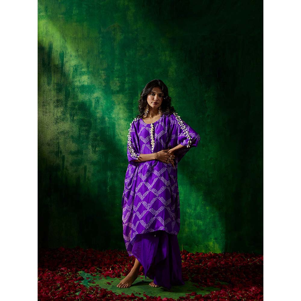 PINK CITY BY SARIKA Bandhni Kaftan with Drape Skirt (Set of 2)