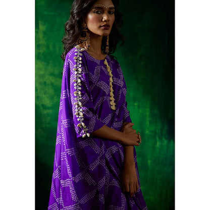 PINK CITY BY SARIKA Bandhni Kaftan with Drape Skirt (Set of 2)