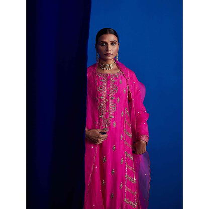 PINK CITY BY SARIKA Heavily Embroidered Kurta with Sharara and Dupatta (Set of 3)