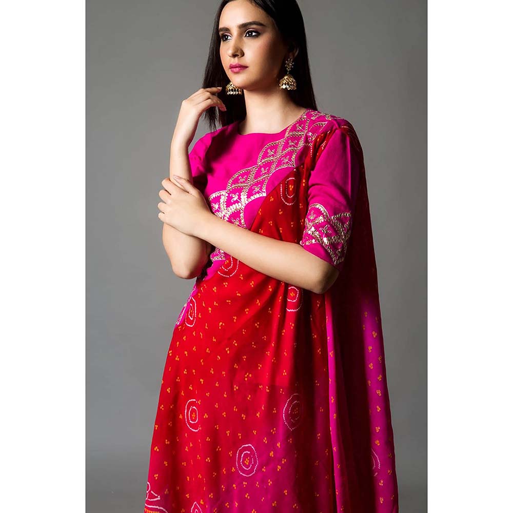 PINK CITY BY SARIKA Short Top With Dhoti And Drape Dupatta (Set of 3)