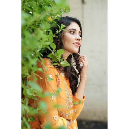 PINK CITY BY SARIKA Orange Kurta With Sharara And Dupatta (Set of 3)