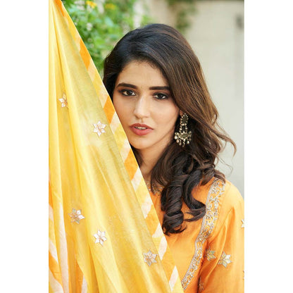 PINK CITY BY SARIKA Orange Kurta With Sharara And Dupatta (Set of 3)
