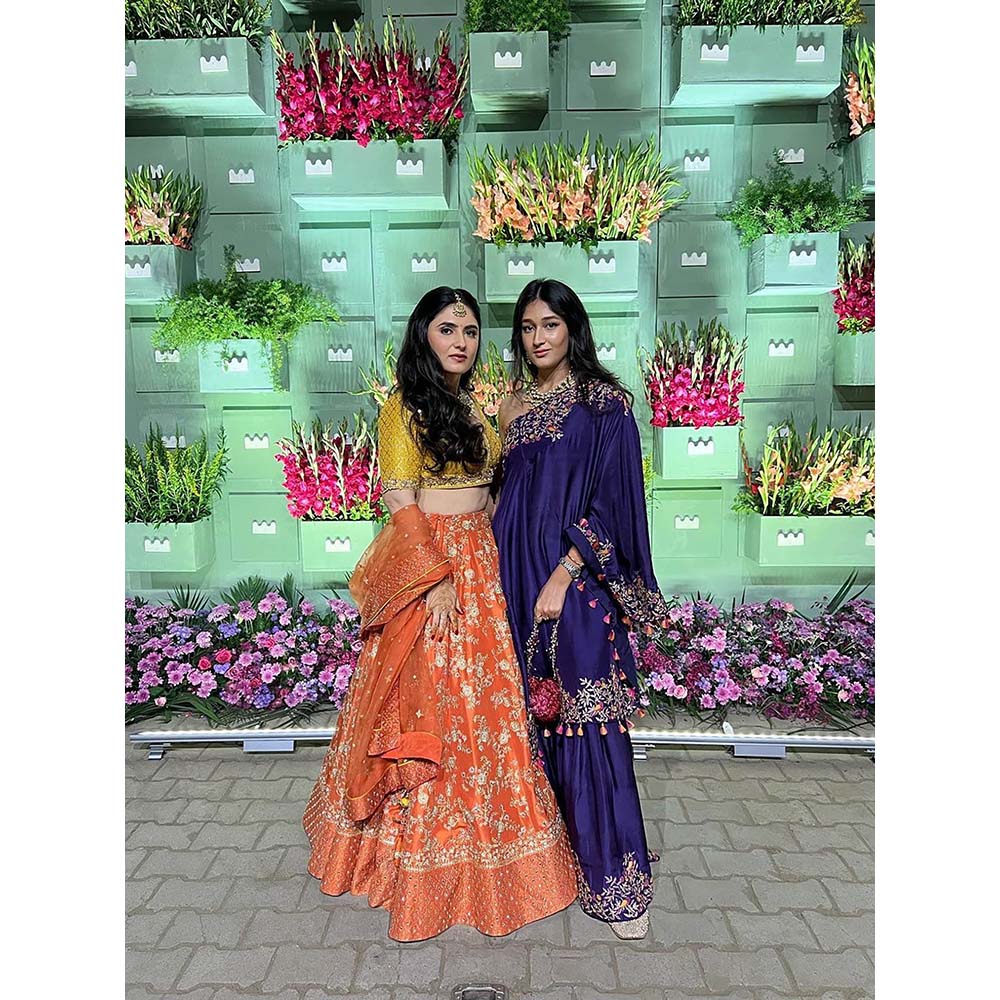 PINK CITY BY SARIKA Blue Embroidered Cape With Sharara (Set of 2)