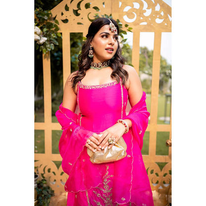 PINK CITY BY SARIKA Chandbali Kurta With Pant And Dupatta (Set of 3)