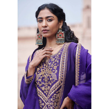 PINK CITY BY SARIKA Purple Kurta With Sharara And Dupatta (Set of 3)