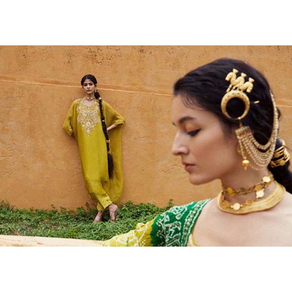 PINK CITY BY SARIKA Women's Hasti Kaftan with Inner and Pant (Set of 3)