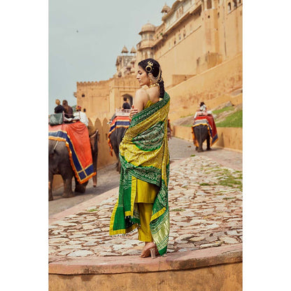 PINK CITY BY SARIKA Women's Strappy Dandiya Raas Kurta with Pant and Dupatta (Set of 3)