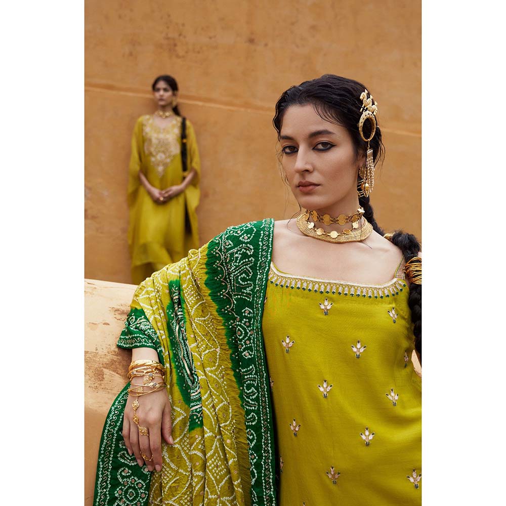 PINK CITY BY SARIKA Women's Strappy Dandiya Raas Kurta with Pant and Dupatta (Set of 3)