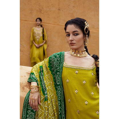 PINK CITY BY SARIKA Women's Strappy Dandiya Raas Kurta with Pant and Dupatta (Set of 3)