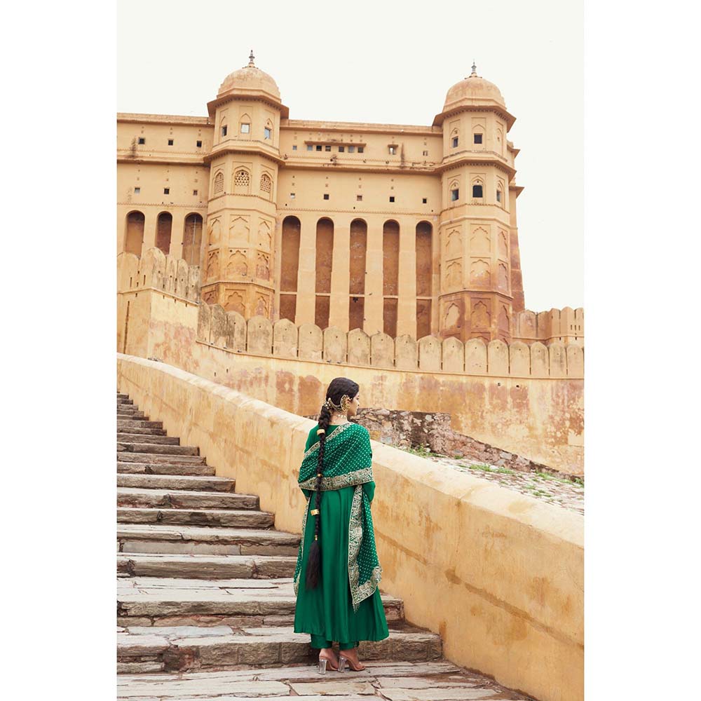 PINK CITY BY SARIKA Women's Hasti Angrakha Kurta with Pant and Dupatta (Set of 3)