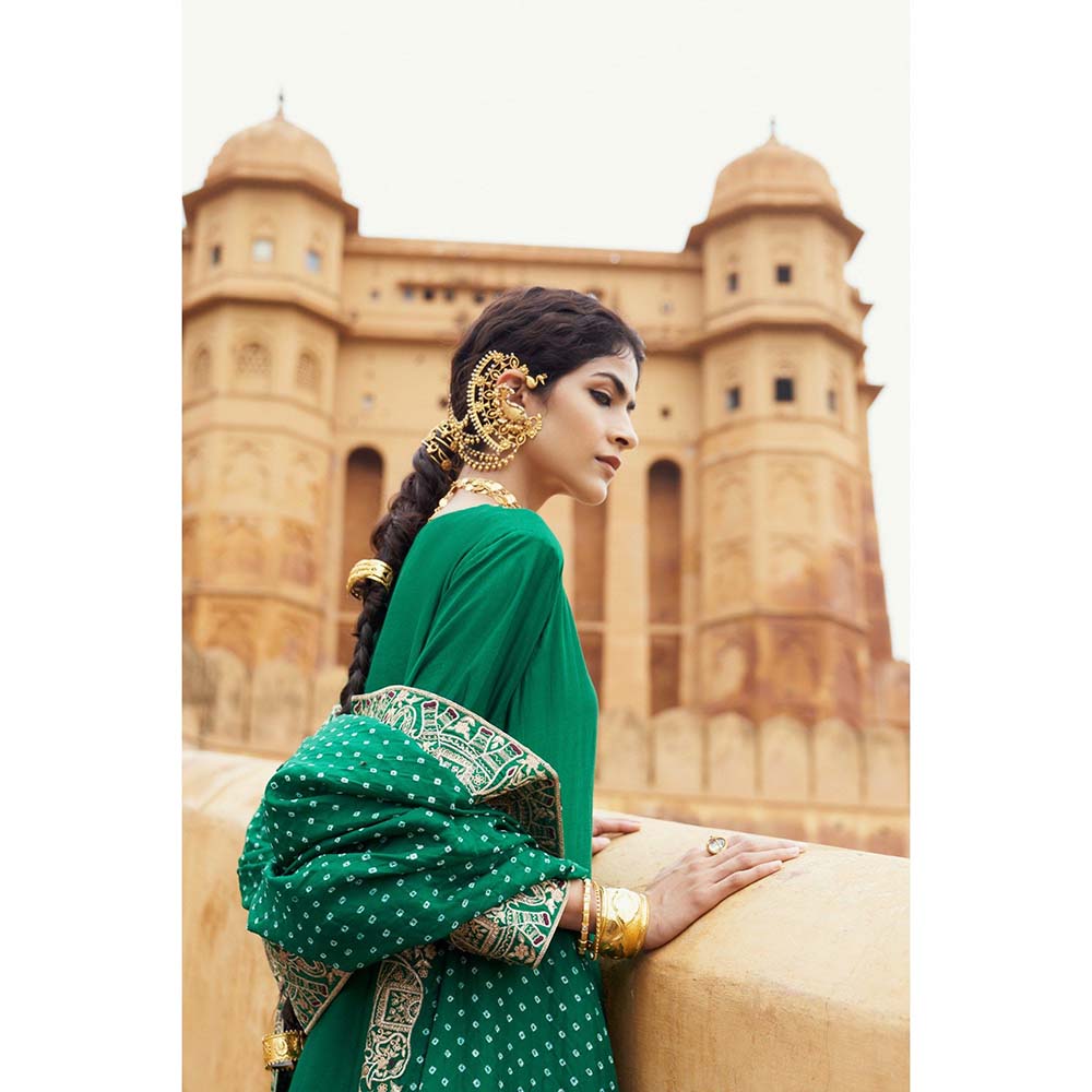 PINK CITY BY SARIKA Women's Hasti Angrakha Kurta with Pant and Dupatta (Set of 3)