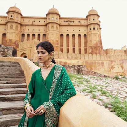 PINK CITY BY SARIKA Women's Hasti Angrakha Kurta with Pant and Dupatta (Set of 3)