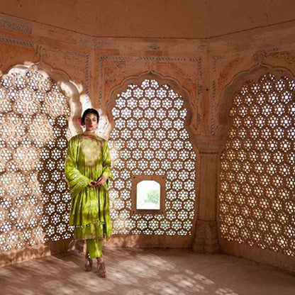 PINK CITY BY SARIKA Women's Kamal Ka Phool Kurta with Pant and Dupatta (Set of 3)