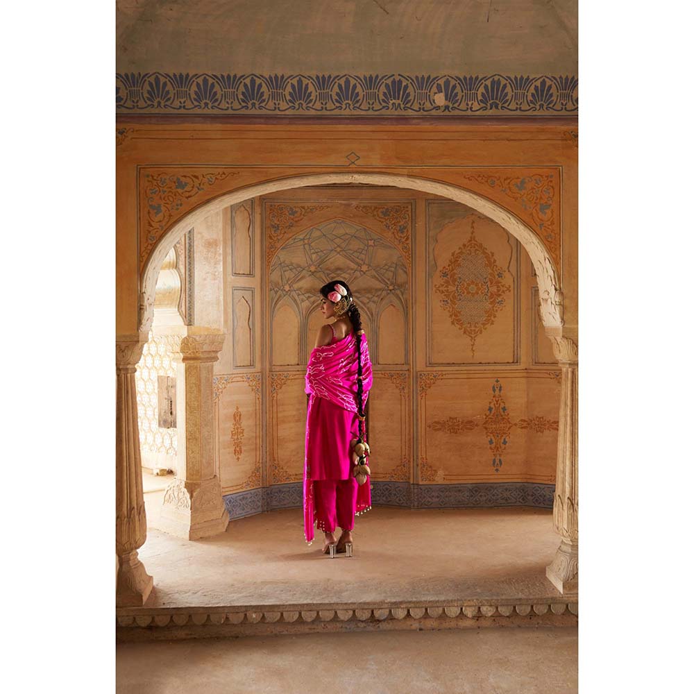 PINK CITY BY SARIKA Women's Strappy Kamal Ka Phool Kurta with Pant and Dupatta (Set of 3)