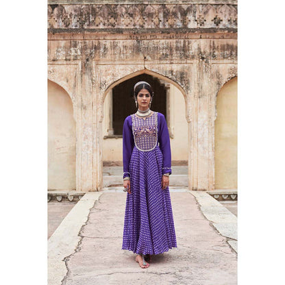 PINK CITY BY SARIKA Women's Mor Kala Anarkali Kurta and Pant (Set of 2)