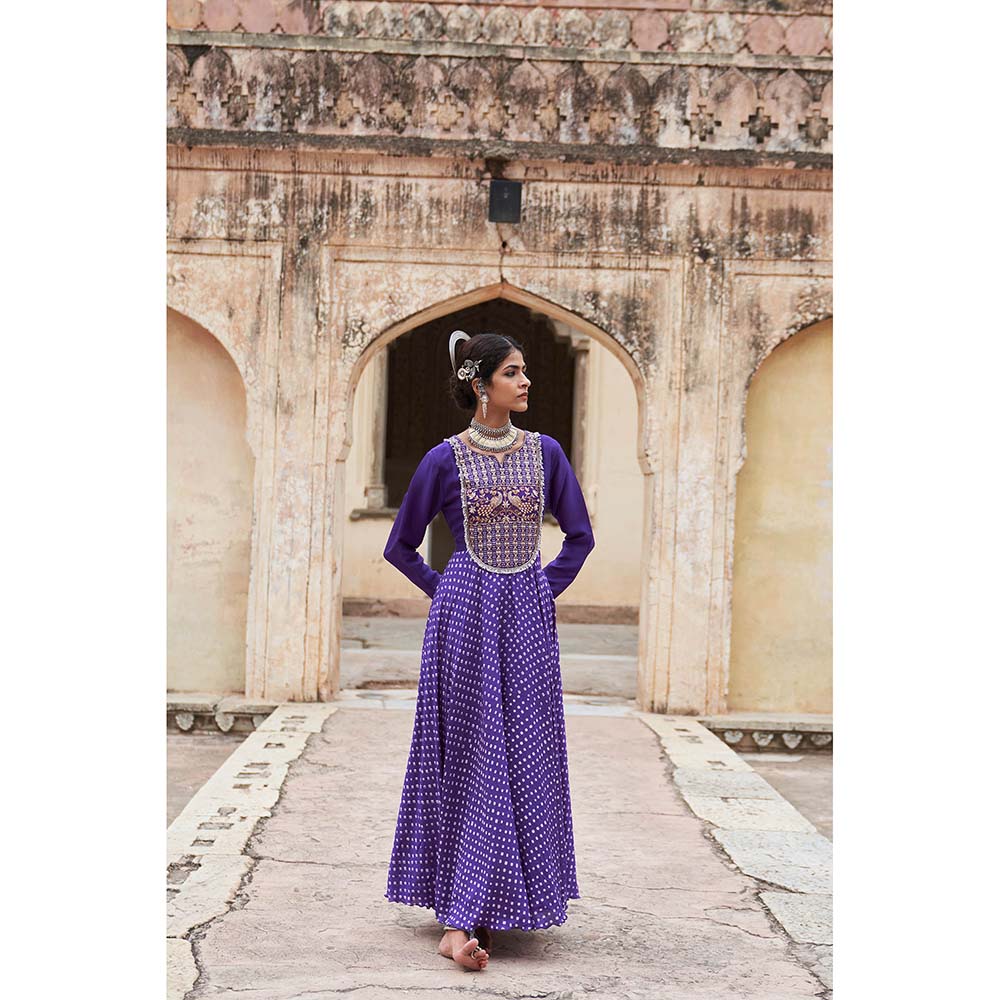 PINK CITY BY SARIKA Women's Mor Kala Anarkali Kurta and Pant (Set of 2)