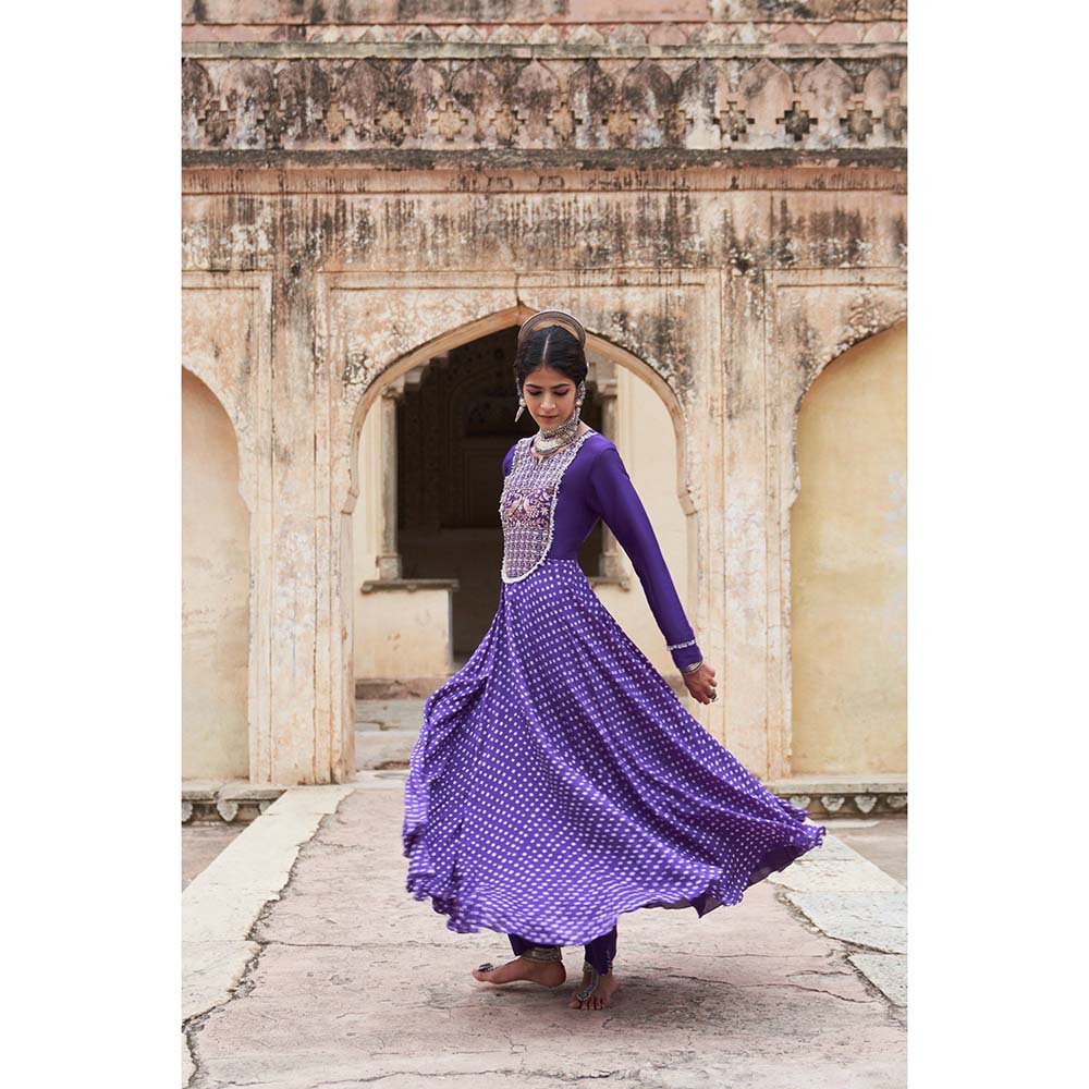 PINK CITY BY SARIKA Women's Mor Kala Anarkali Kurta and Pant (Set of 2)
