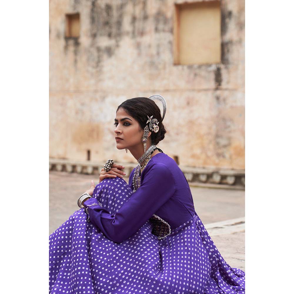 PINK CITY BY SARIKA Women's Mor Kala Anarkali Kurta and Pant (Set of 2)