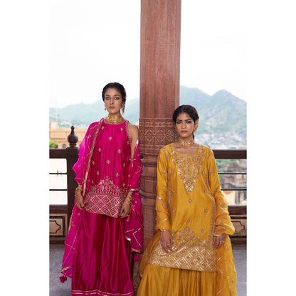 PINK CITY BY SARIKA Women's Kamal Sharara with Kurta and Dupatta (Set of 3)