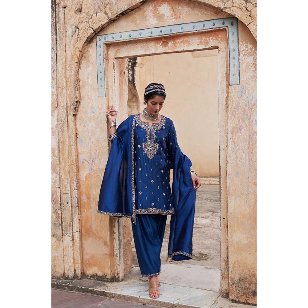 PINK CITY BY SARIKA Women's Kairi Embroidered Kurta with Salwar and Dupatta (Set of 3)