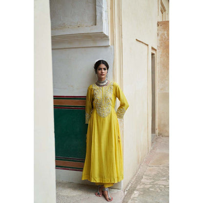 PINK CITY BY SARIKA Women's Nimbus Anarkali Kurta and Pant (Set of 2)