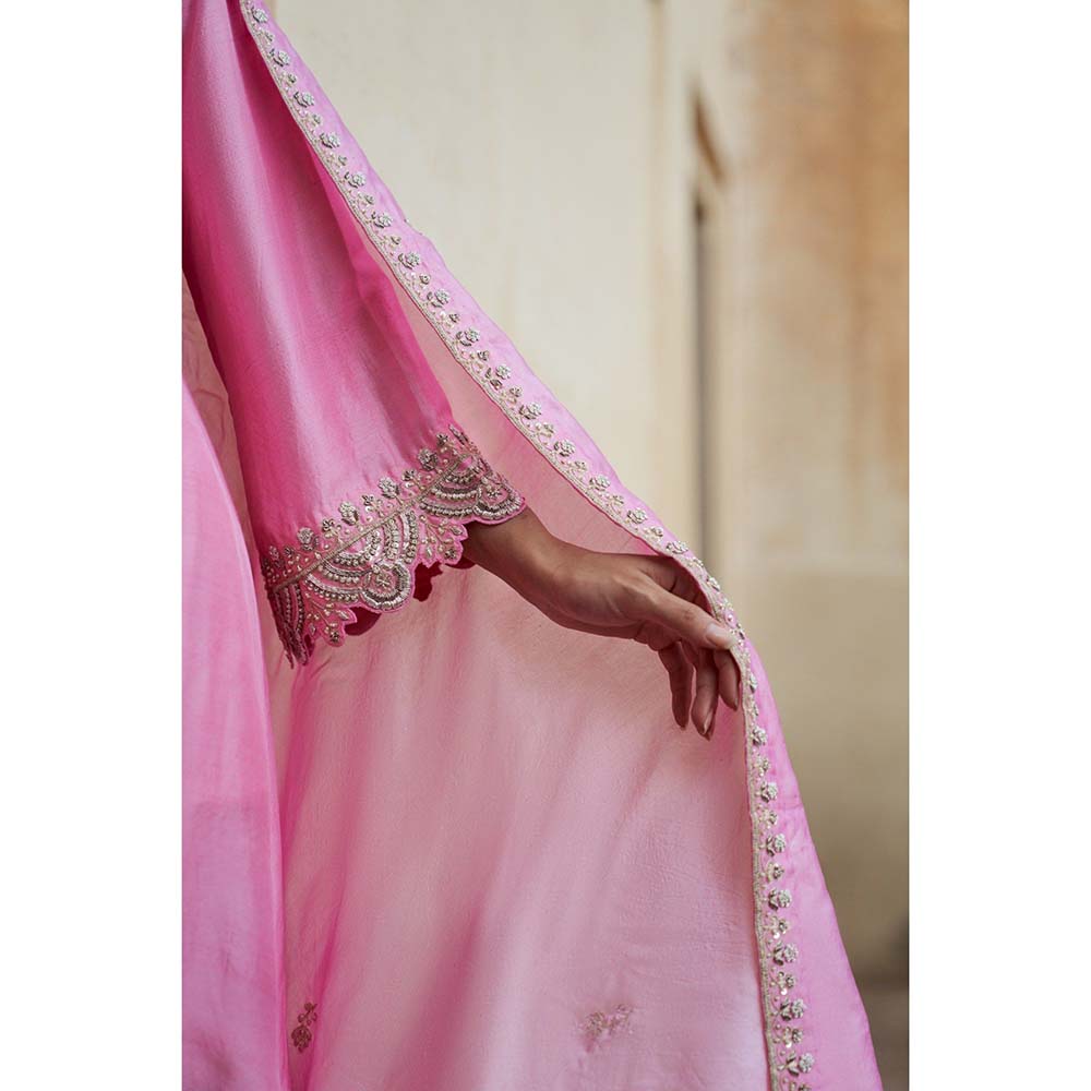 PINK CITY BY SARIKA Women's Gulabi Embroidered Kurta with Dhoti and Dupatta (Set of 3)