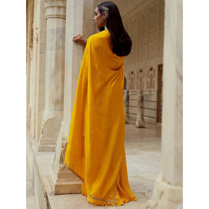 PINK CITY BY SARIKA Yellow Sunflower Sharara with Kurta and Dupatta (Set of 3)