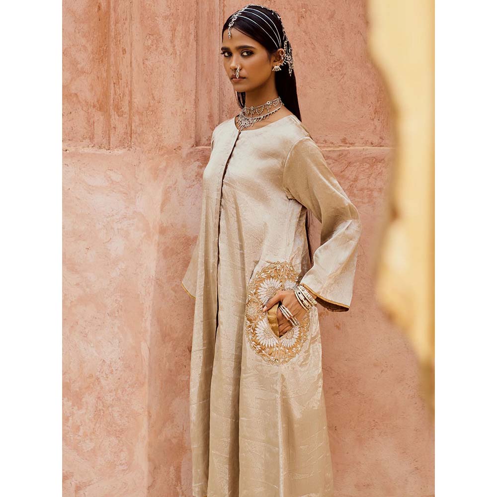 PINK CITY BY SARIKA Beige Sona Chandi Kurta with Pant (Set of 2)