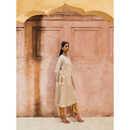 PINK CITY BY SARIKA Beige Sona Chandi Kurta with Pant (Set of 2)
