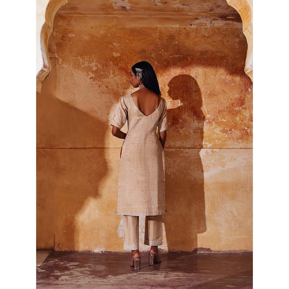 PINK CITY BY SARIKA Silver Chandi Kurta with Pant and Dupatta (Set of 3)