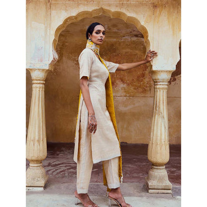 PINK CITY BY SARIKA Silver Chandi Kurta with Pant and Dupatta (Set of 3)