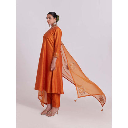 PINK CITY BY SARIKA Orange Kurta with Pant and Dupatta (Set of 3)