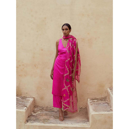 PINK CITY BY SARIKA Slay Pink Kurta with Pant and Dupatta (Set of 3)