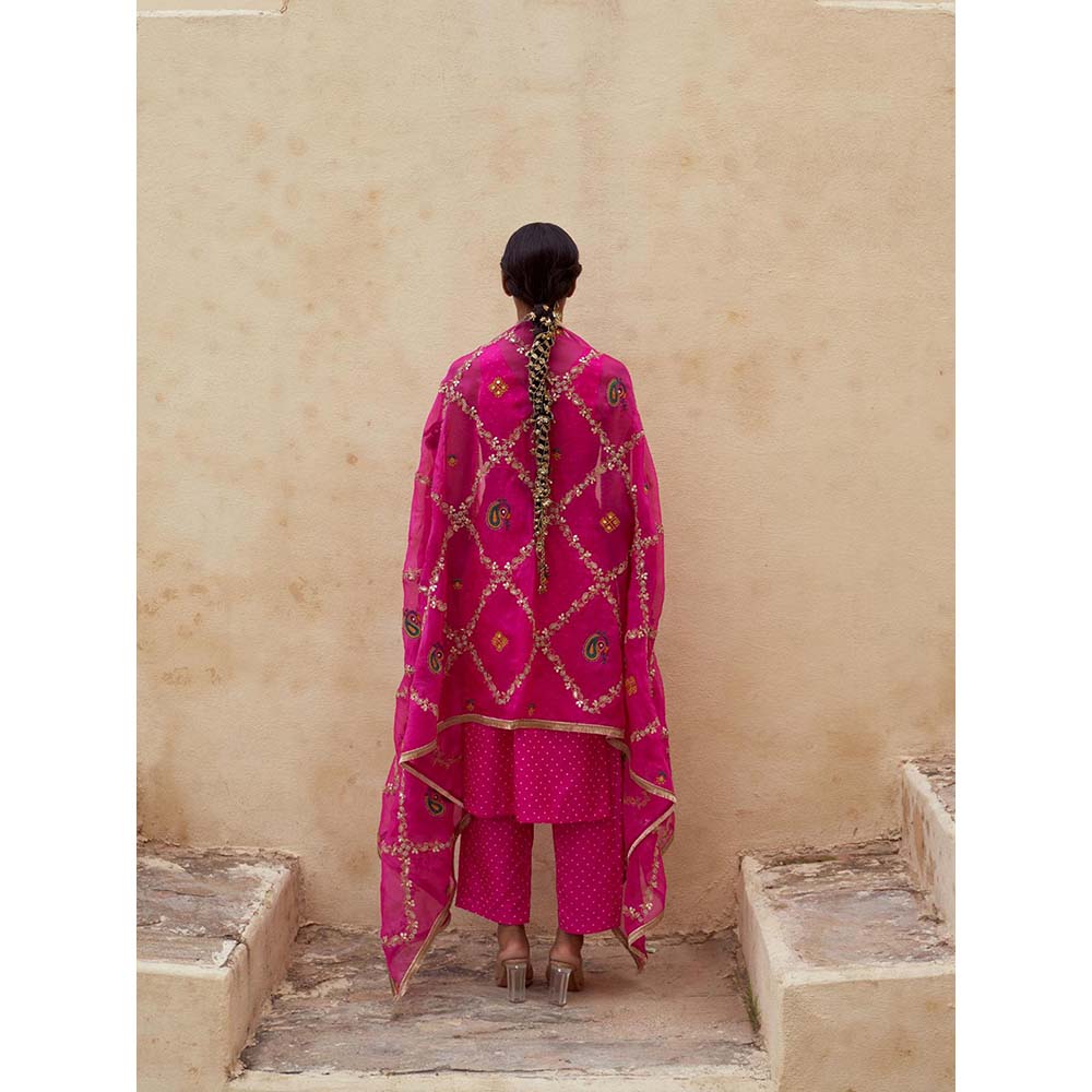 PINK CITY BY SARIKA Slay Pink Kurta with Pant and Dupatta (Set of 3)