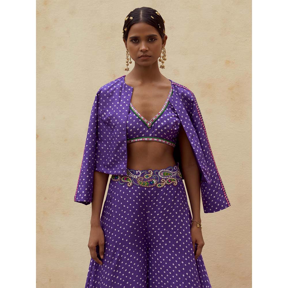 PINK CITY BY SARIKA Blue Boss Babe Blouse with Palazzo and Jacket (Set of 3)