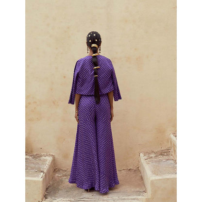 PINK CITY BY SARIKA Blue Boss Babe Blouse with Palazzo and Jacket (Set of 3)