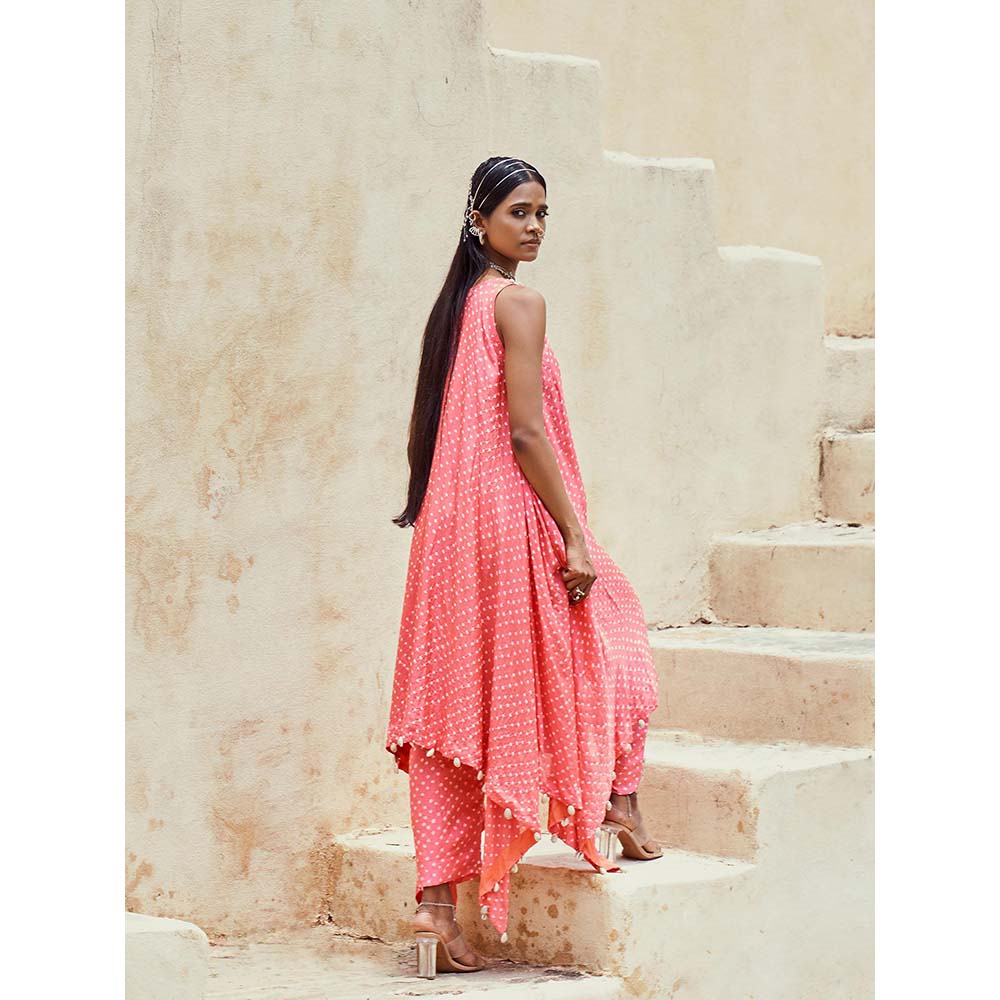 PINK CITY BY SARIKA Peach Handkerchief Kurta with Pant (Set of 2)