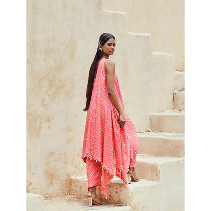 PINK CITY BY SARIKA Peach Handkerchief Kurta with Pant (Set of 2)